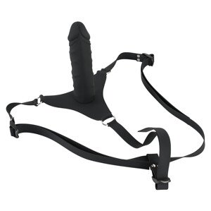 You2Toys - Silikonski Strap-On - pripínajući dildo (crni)