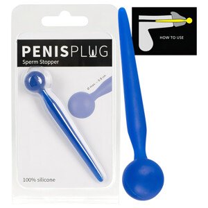 Dilatator Sperm Stopper – kugličasti silikonski dilatator (plavi)