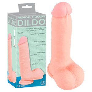 Medicinski - ravni medicinski silikonski dildo (20 cm) - prirodno