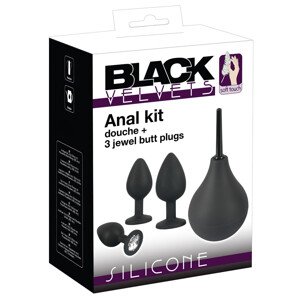 Crni Baršun - set analnih plugova (4 dijela) - crna boja