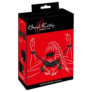 Bad Kitty - set crnih okova za vrat, zapešće i gležanj