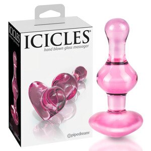 Icicles No. 75 - srcoliki stakleni analni čepić (roza)