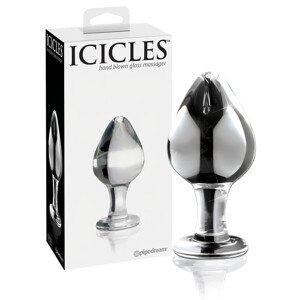 Icicles No. 25 - stožasti, stakleni analni čep (prozirni)