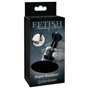 Fetish Super Suckers - pumpica za bradavice (crno-prozirna)