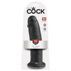 King Cock 10 - crni dildo s vakumskim postoljem (25 cm)