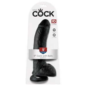 King Cock 9 - crni dildo s vakuumskim postoljem (23 cm)