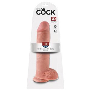 King Cock 11 - dildo s testisom i s vakuumskom bazom (28 cm) - prirodno