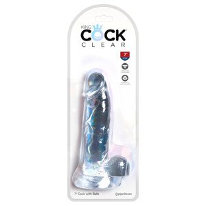King Cock Clear 7 - dildo s vakuumskim postoljem i testisima (18 cm)