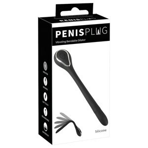 Plug za penis - punjivi, vibrirajući dilatator (1,1 cm) - crni