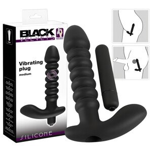 Black Velvet naborani vibrator srednji - crni