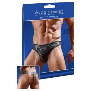 Sjajni muški tanga s prozirnim umetcima (crna) - XL