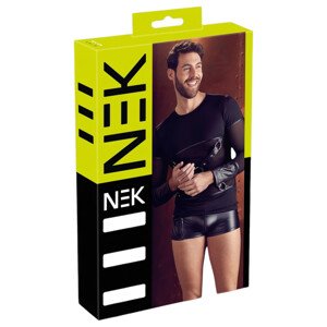 NEK - Muška crna majica s križnim trakama i dugim rukavima - XL