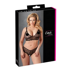Cottelli Plus Size - čipkasti grudnjak set (crno) - XXL