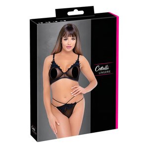 Cottelli - prozirni, čipkasti grudnjak set (crni) - L
