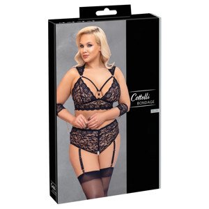 Cottelli Bondage Plus Size - čipkasti set grudnjaka (crna) - 4XL