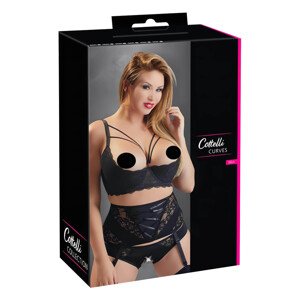 Cottelli Plus Size - naramenice, prstenasti grudnjak (crni)