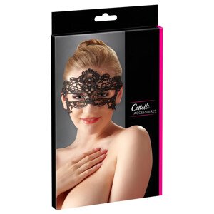 Cottelli - Vezeni crni čipkasti maska za oči