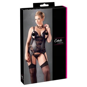 Cottelli - Cvjetni top za punije dame (crni) - XXL