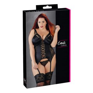 Cottelli Plus Size - crni prilagodljivi top s podvezicom - 3XL