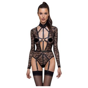 Cottelli - prozirni, remenasti body (crna)