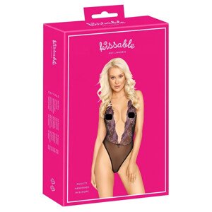 Kissable - ružičasti vezni body (crni)