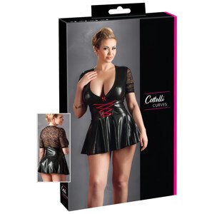 Cottelli Plus Size - crna haljina s crvenim korzetom