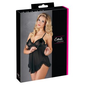 Cottelli - Prozirni babydoll s volanima (crni)