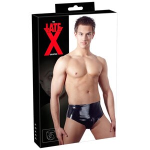 LATEX - muške gaćice s unutarnjim konusnim analnim dildom (crne) - L