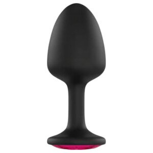 Dorcel Geisha Plug Ruby M - crni analni plug s ružičastim draguljem