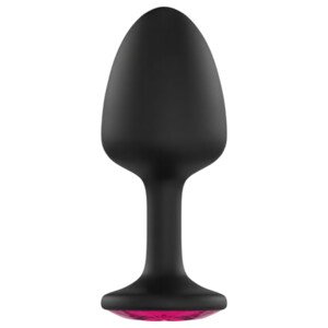 Dorcel Geisha Plug Ruby L - analni plug s ružičastim draguljem (crni)