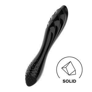 Satisfyer Dazzling Crystal 1 - dvostruki stakleni dildo (crni)