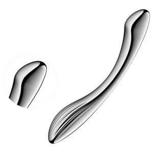 Satisfyer Pure Gravity 1 – rebrasti čelični dildo (srebrni)