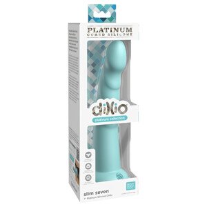 Dillio Slim Seven - stimulator s vakuumskom bazom (20cm) - tirkizna
