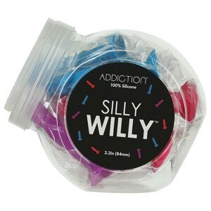 Silly Willy - šareni silikonski dildo s podlogom, set od 12 komada