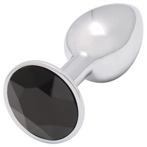 Sunfo - metalni analni čep s crnim kamenom (srebrni)