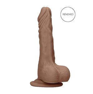 RealRock Dong 7 - realistični dildo s testisima (17 cm) - tamna boja kože