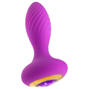 Oh My Gem – vibrirajući analni čep s draguljem (ljubičasti)