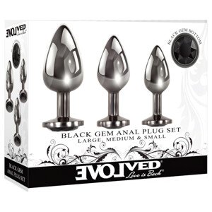 Evolved Black Gem - metalni analni set s crnim kamenom (srebrna)