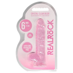 REALROCK - prozirni realistični dildo - ružičasti (15 cm)