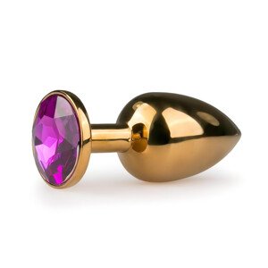 Easytoys Metal No.1 - zlatni analni čep s ljubičastim kristalom (2,5 cm)