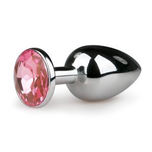 Easytoys Metal No.1 - srebrni analni čep s ružičastim kamenom (2,7 cm)