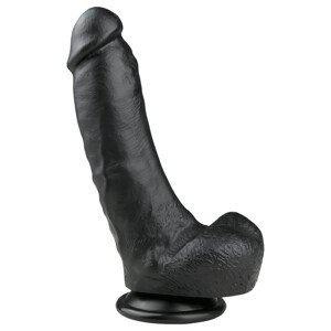 Easytoys - crni dildo s testisima i vakuumskom bazom (20 cm)