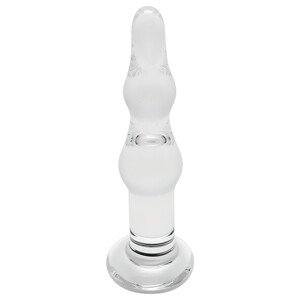 Rimba Dolly - valoviti, analni stakleni dildo (prozirni)