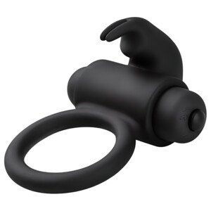 EasyToys Bunny - vibracijski prsten za penis (crni)