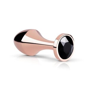 Rosy Gold Analni Čep - roza-zlatni s crnim kamenom