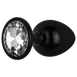 Easytoys Anal Collection - metalni analni čep s kamenom - M (crna)