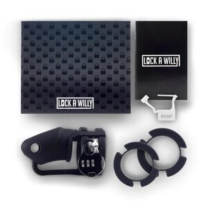LOCK A WILLY - silikonski kavez za penis s lokotom (crni)