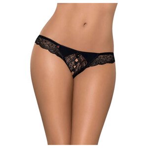 Obsessive Miamor - ukrašene otvorene ženske čipkaste tange (crne) - L/XL